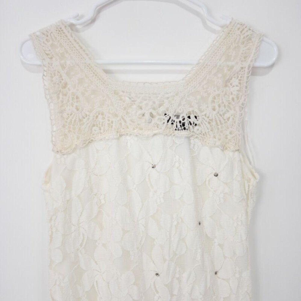 Signature by Robbie Bee Lace Mini Dress Off White Size 6 Sleeveless Back Zipper - Picture 4 of 4